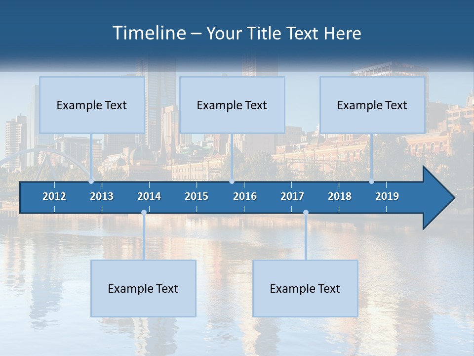 A City Skyline With A Bridge Over A River PowerPoint Template