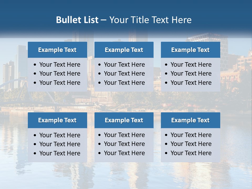 A City Skyline With A Bridge Over A River PowerPoint Template