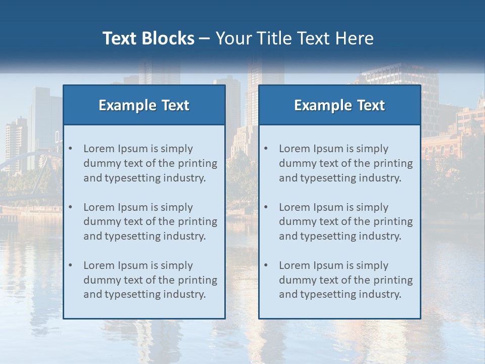 A City Skyline With A Bridge Over A River PowerPoint Template
