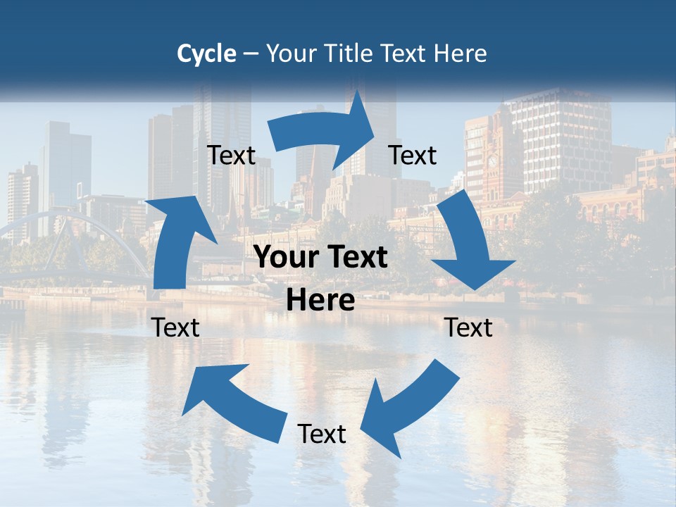 A City Skyline With A Bridge Over A River PowerPoint Template