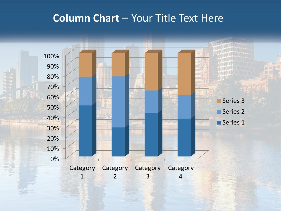A City Skyline With A Bridge Over A River PowerPoint Template