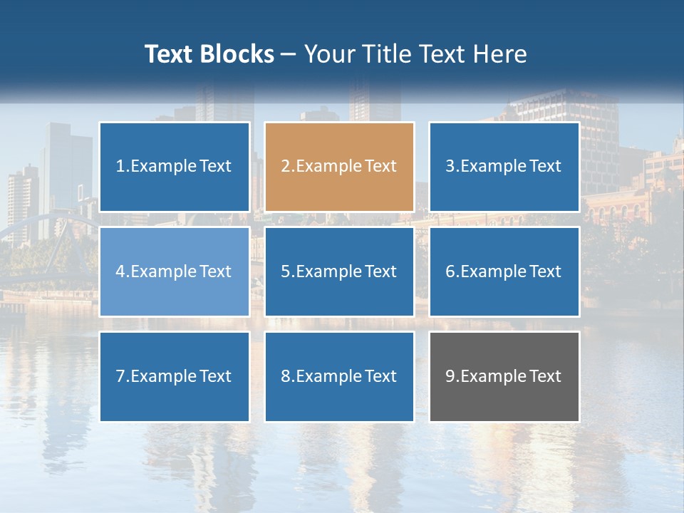 A City Skyline With A Bridge Over A River PowerPoint Template