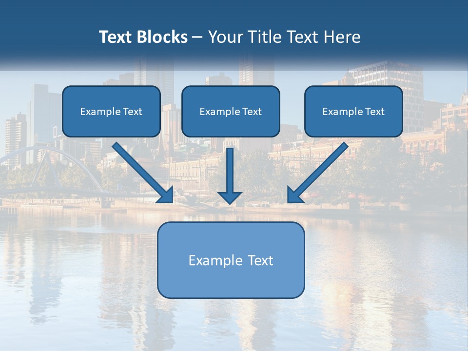 A City Skyline With A Bridge Over A River PowerPoint Template