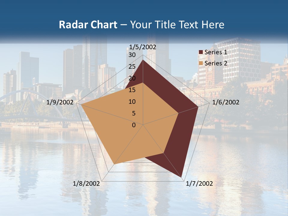 A City Skyline With A Bridge Over A River PowerPoint Template