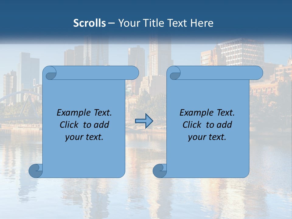 A City Skyline With A Bridge Over A River PowerPoint Template