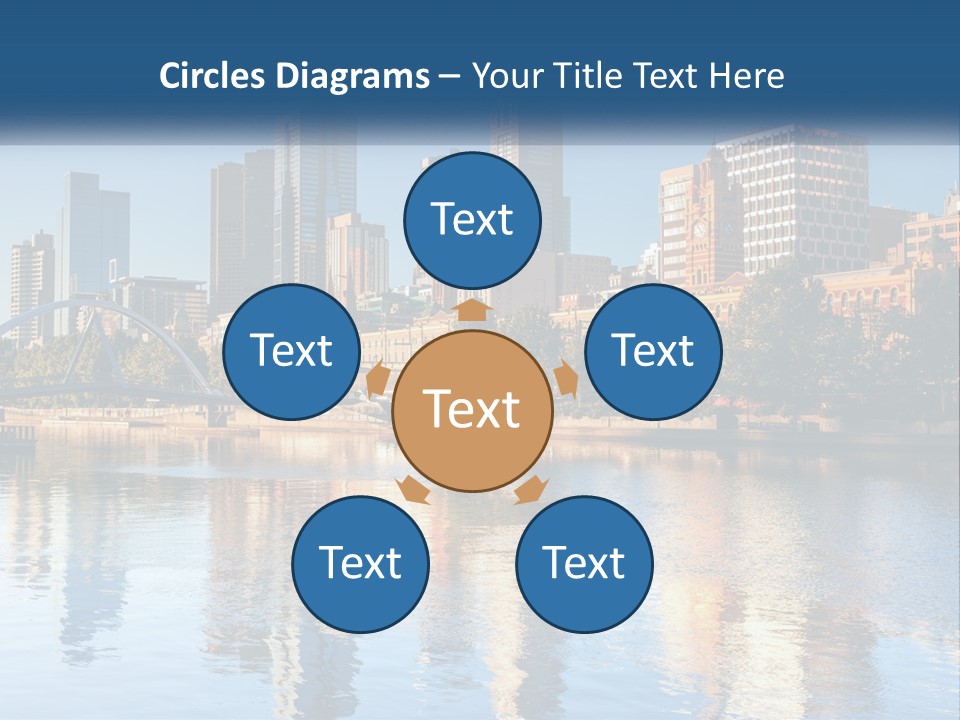 A City Skyline With A Bridge Over A River PowerPoint Template