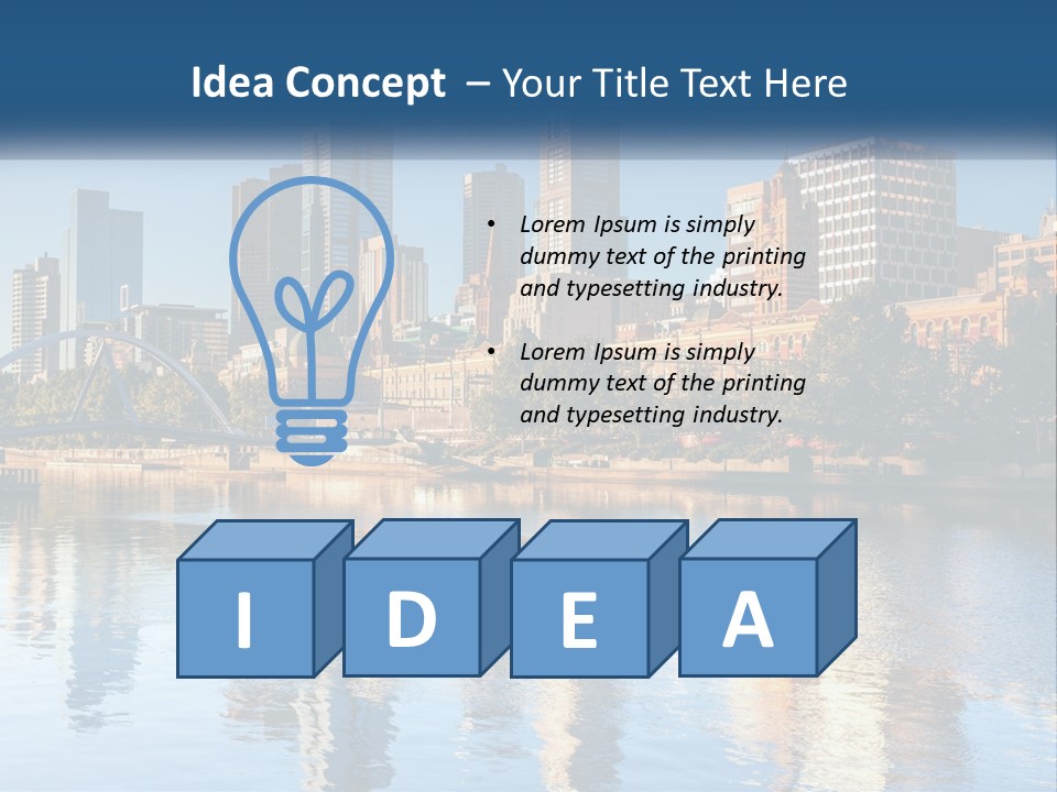 A City Skyline With A Bridge Over A River PowerPoint Template