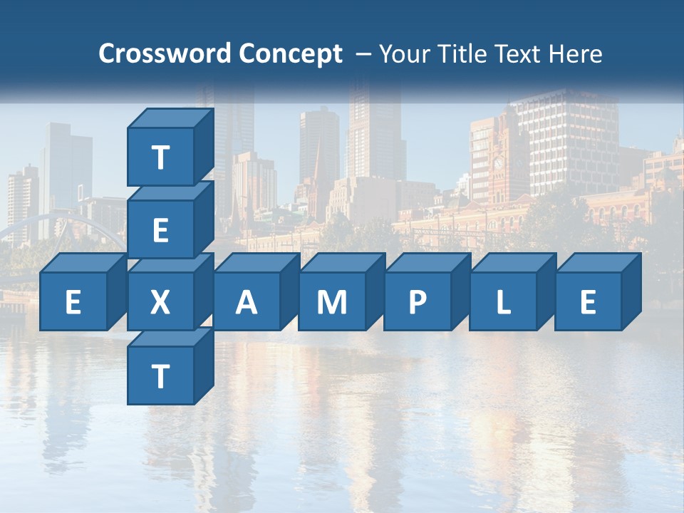 A City Skyline With A Bridge Over A River PowerPoint Template