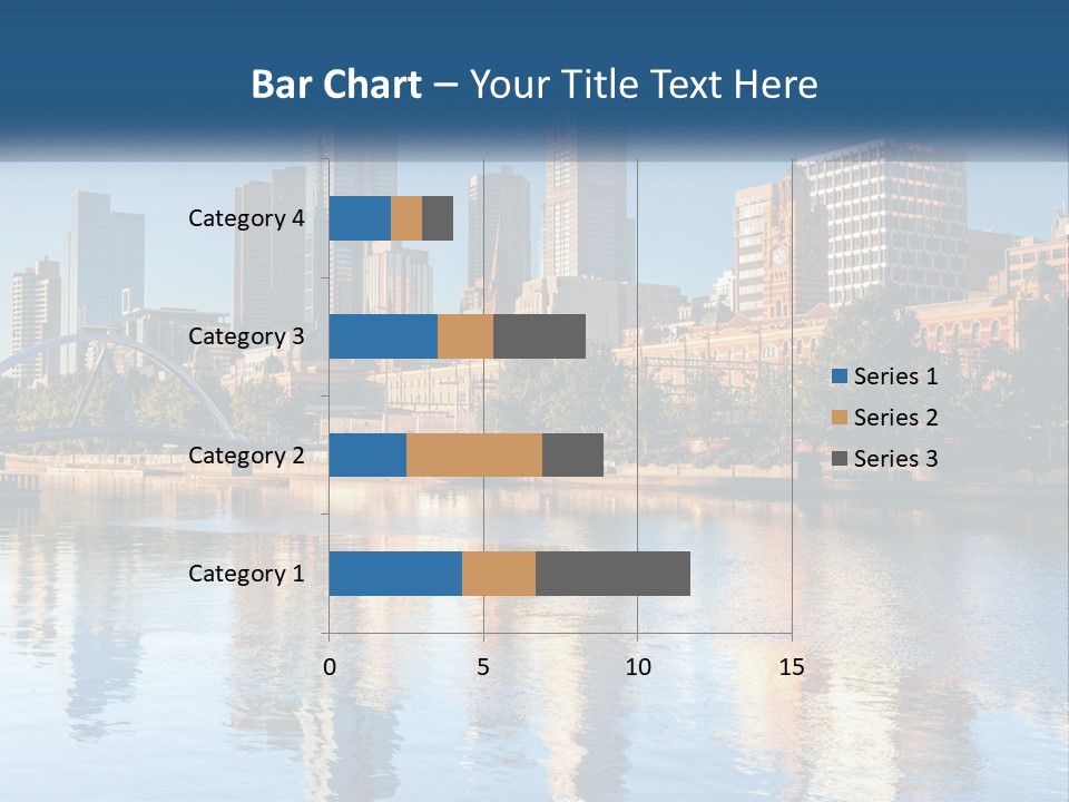 A City Skyline With A Bridge Over A River PowerPoint Template