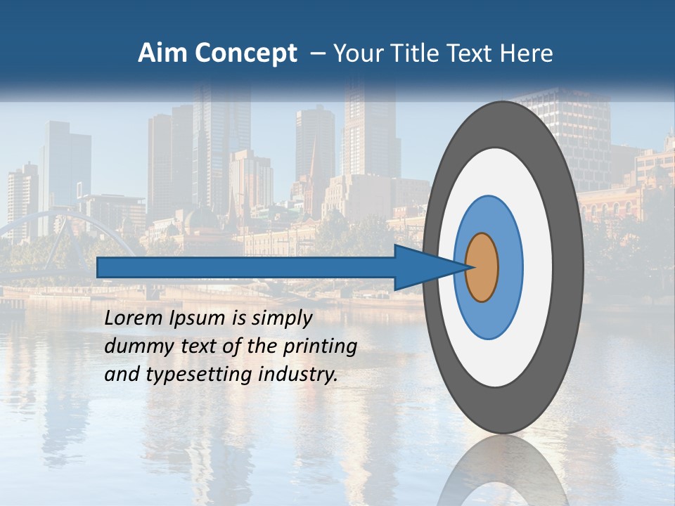 A City Skyline With A Bridge Over A River PowerPoint Template