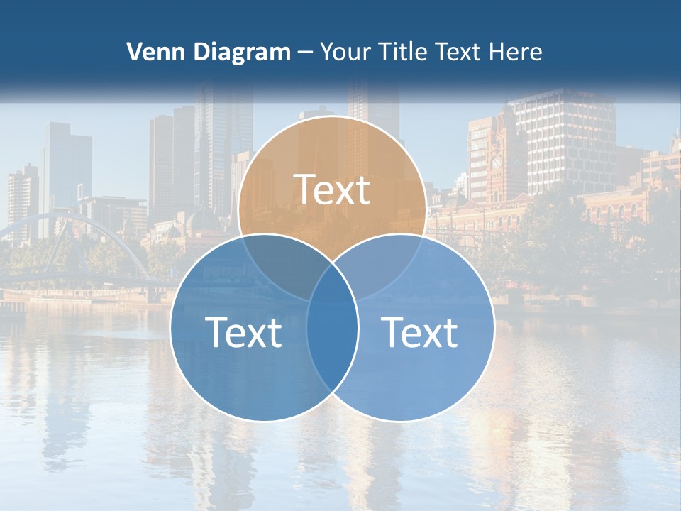 A City Skyline With A Bridge Over A River PowerPoint Template