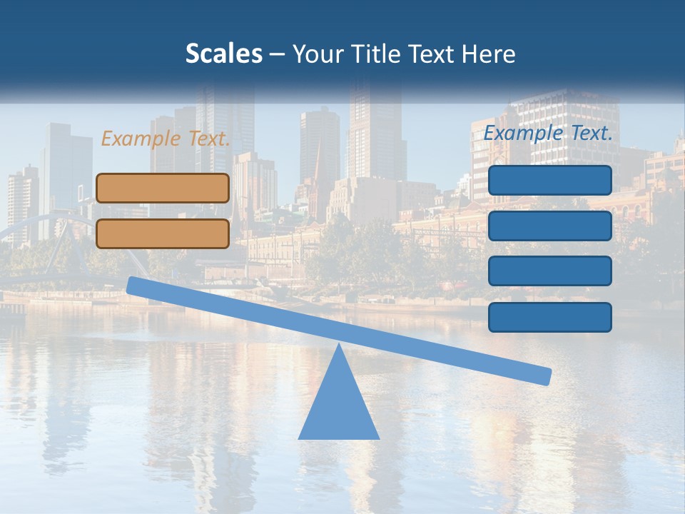 A City Skyline With A Bridge Over A River PowerPoint Template