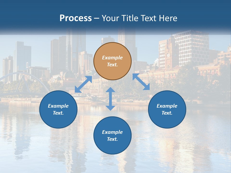A City Skyline With A Bridge Over A River PowerPoint Template