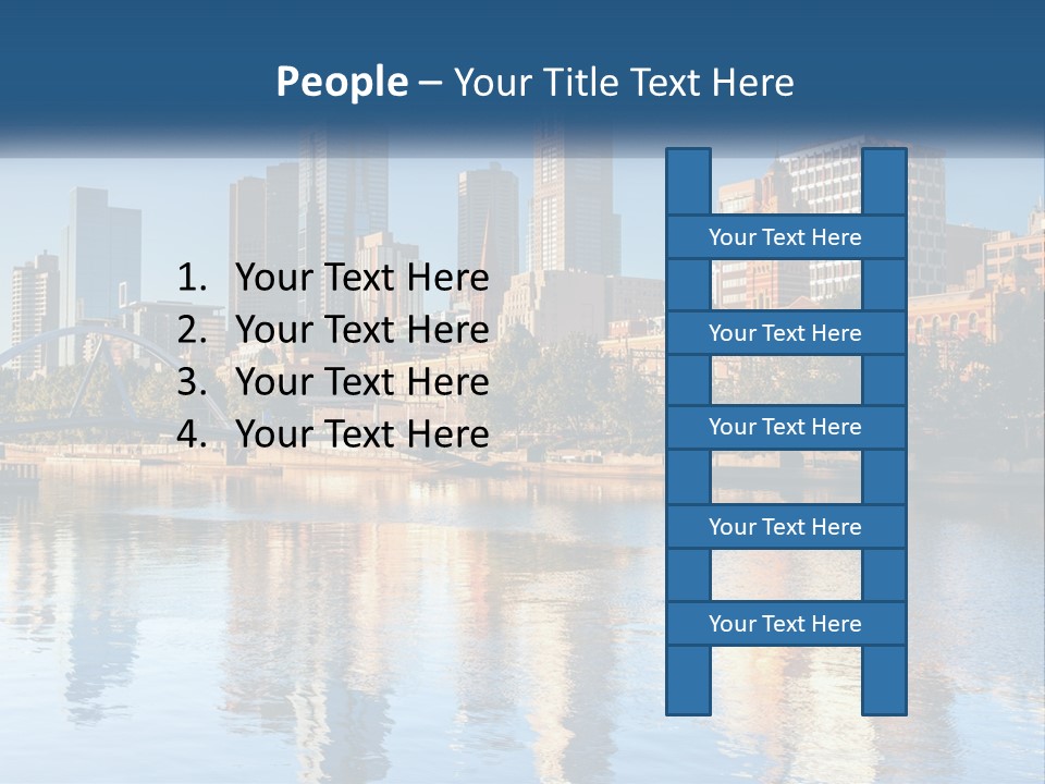 A City Skyline With A Bridge Over A River PowerPoint Template