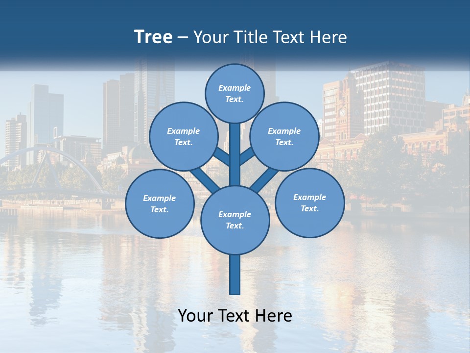 A City Skyline With A Bridge Over A River PowerPoint Template