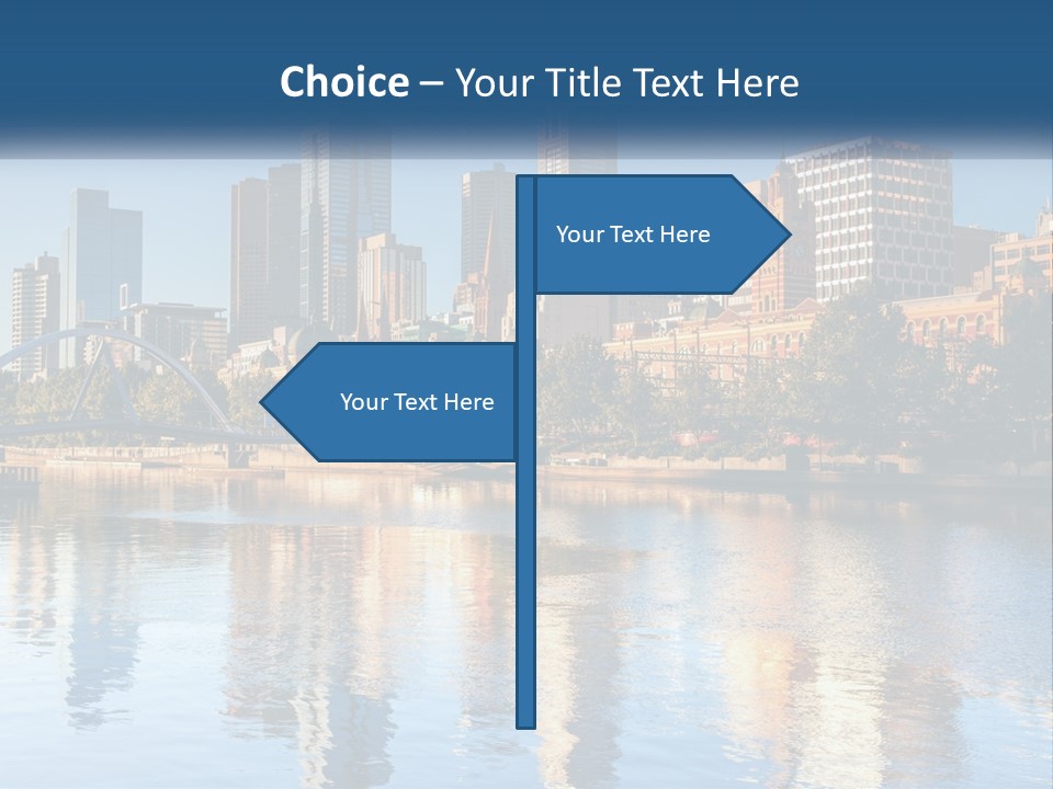 A City Skyline With A Bridge Over A River PowerPoint Template