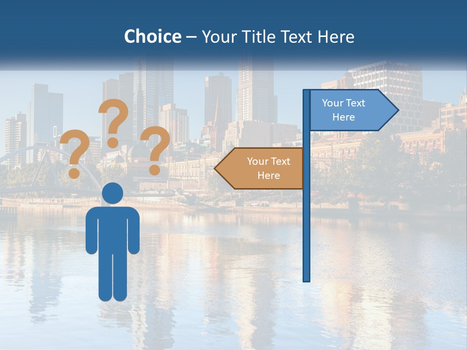 A City Skyline With A Bridge Over A River PowerPoint Template