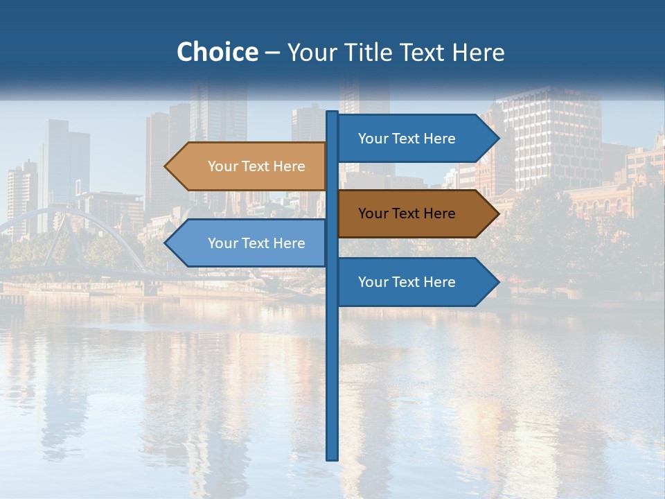 A City Skyline With A Bridge Over A River PowerPoint Template