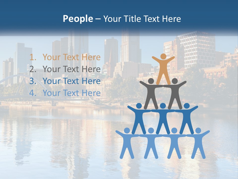 A City Skyline With A Bridge Over A River PowerPoint Template