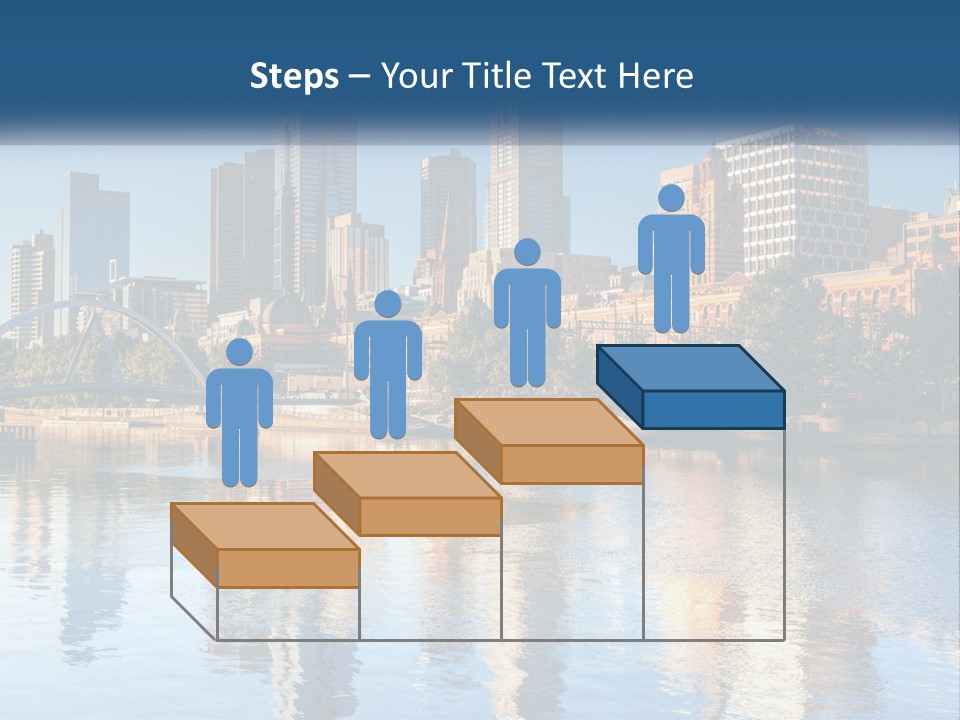 A City Skyline With A Bridge Over A River PowerPoint Template