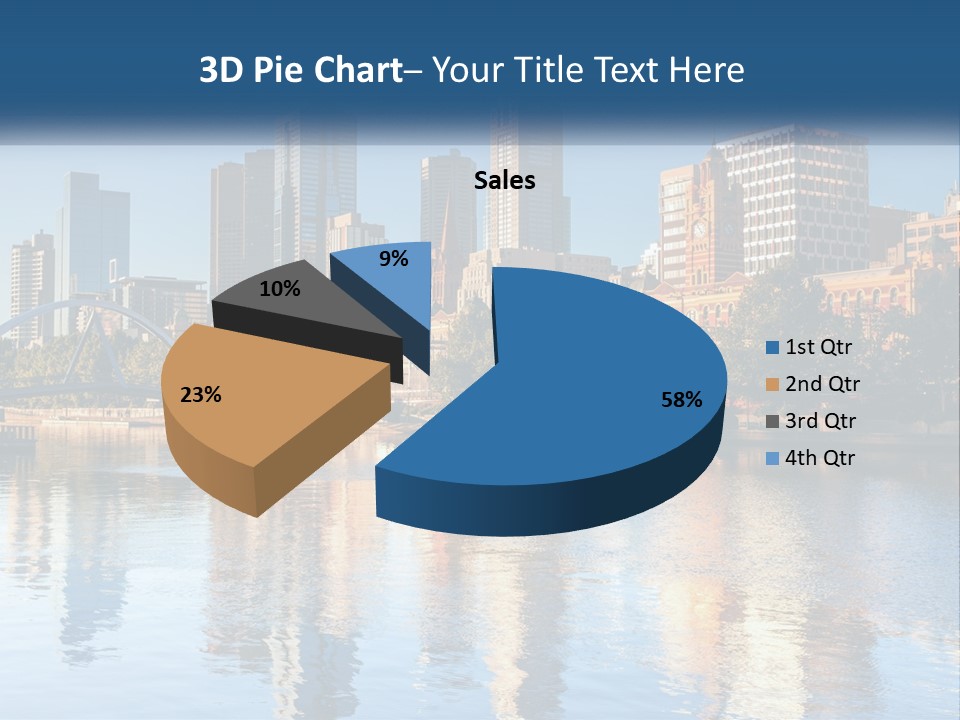 A City Skyline With A Bridge Over A River PowerPoint Template