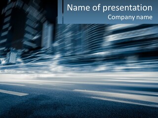 A Blurry Image Of A City Street At Night PowerPoint Template