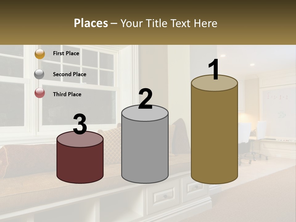 A Room With A Window, A Couch And A Table PowerPoint Template