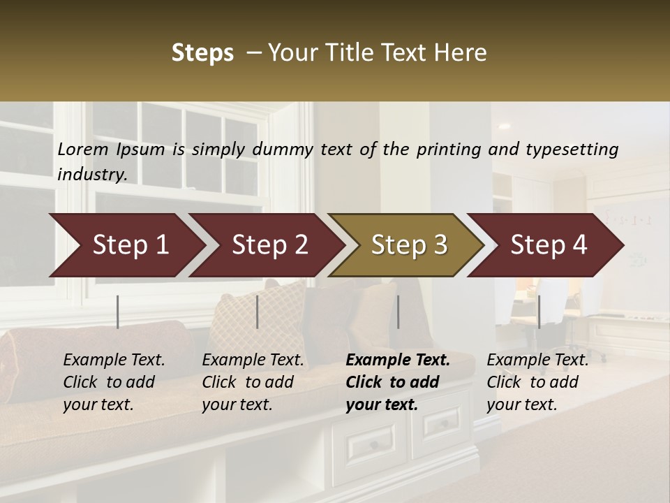 A Room With A Window, A Couch And A Table PowerPoint Template