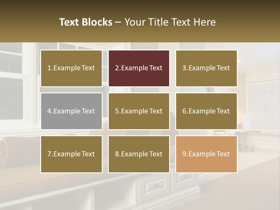 A Room With A Window, A Couch And A Table PowerPoint Template