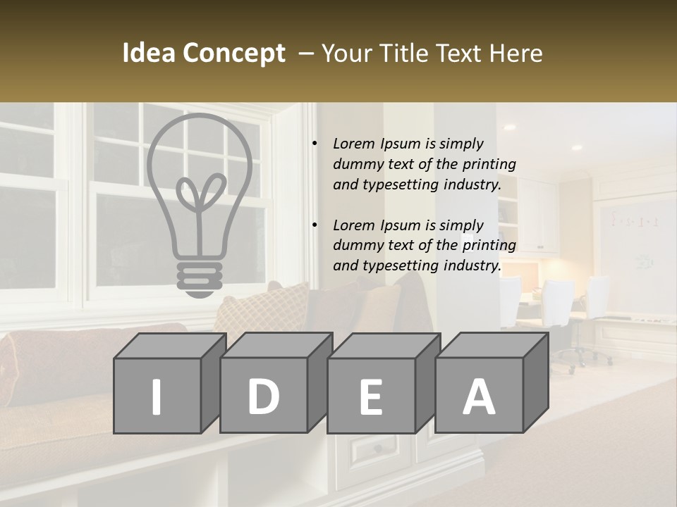 A Room With A Window, A Couch And A Table PowerPoint Template