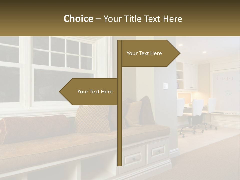 A Room With A Window, A Couch And A Table PowerPoint Template