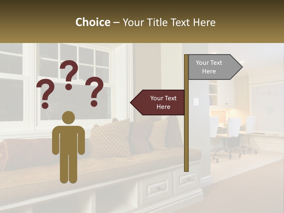 A Room With A Window, A Couch And A Table PowerPoint Template