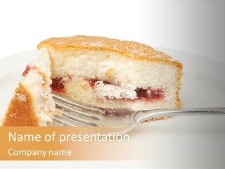 A Piece Of Cake On A Plate With A Fork PowerPoint Template