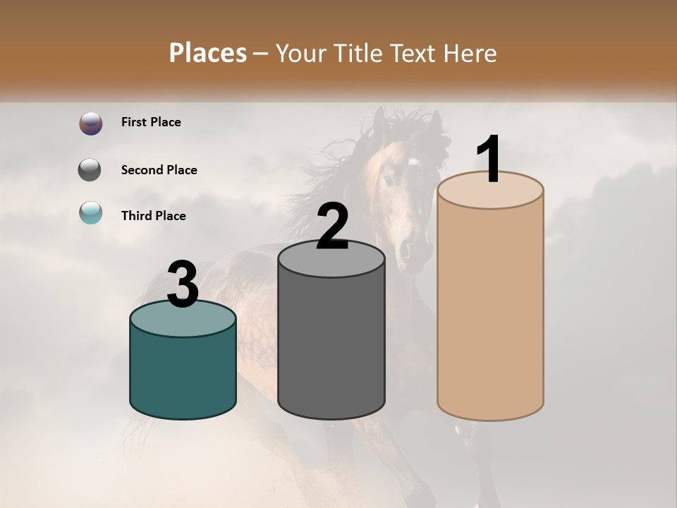 A Brown Horse Running Through A Cloudy Sky PowerPoint Template