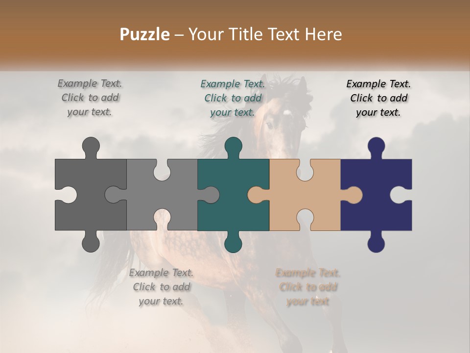A Brown Horse Running Through A Cloudy Sky PowerPoint Template