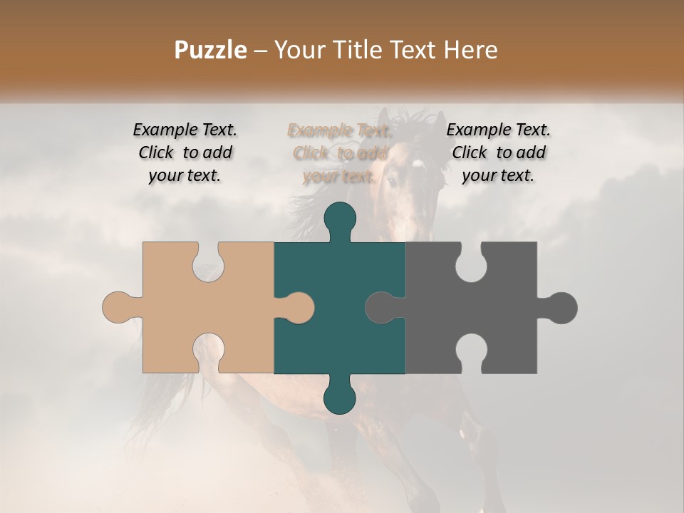 A Brown Horse Running Through A Cloudy Sky PowerPoint Template