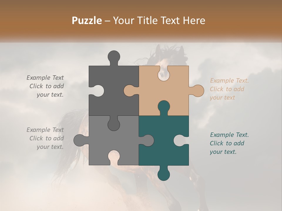 A Brown Horse Running Through A Cloudy Sky PowerPoint Template