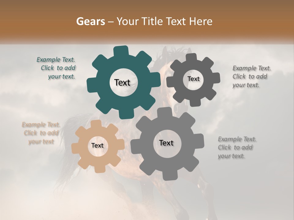 A Brown Horse Running Through A Cloudy Sky PowerPoint Template