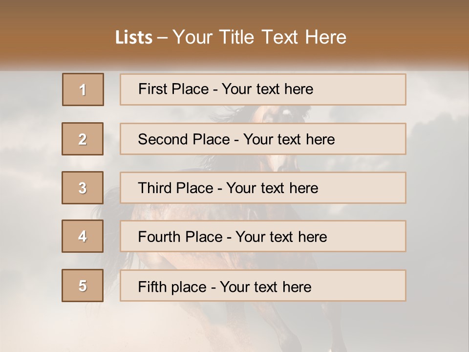 A Brown Horse Running Through A Cloudy Sky PowerPoint Template