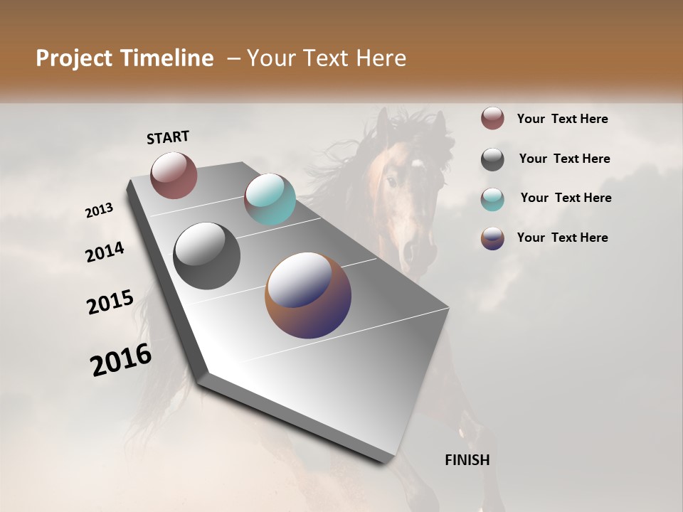 A Brown Horse Running Through A Cloudy Sky PowerPoint Template