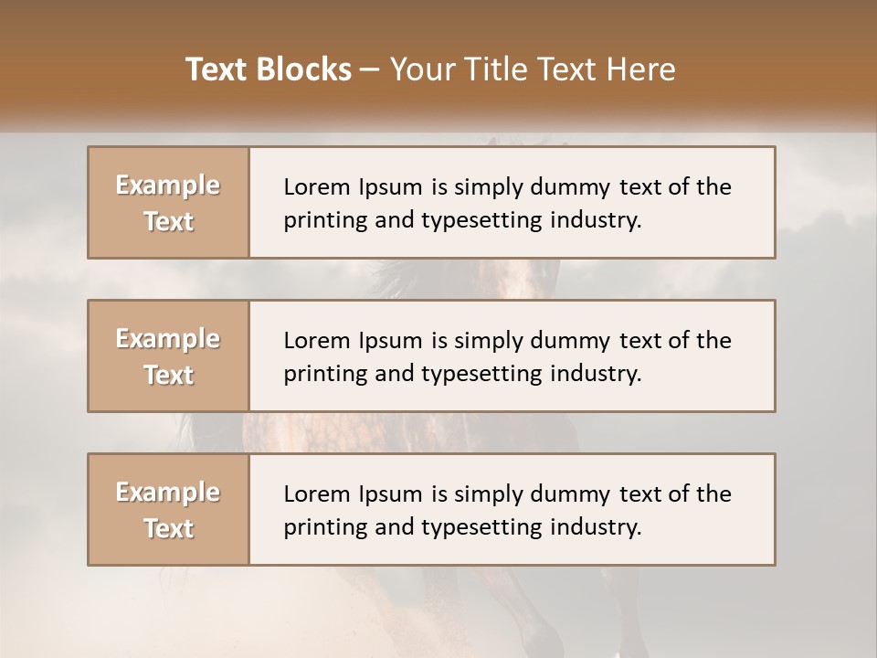 A Brown Horse Running Through A Cloudy Sky PowerPoint Template