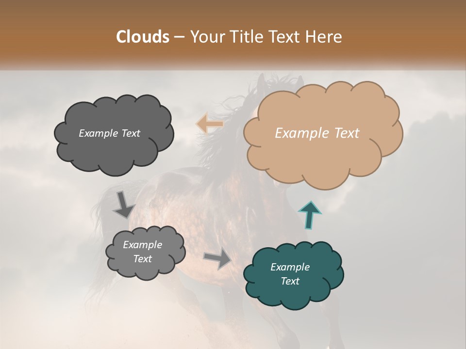 A Brown Horse Running Through A Cloudy Sky PowerPoint Template