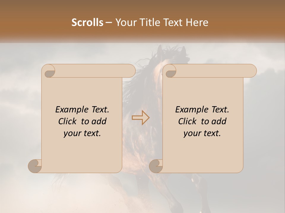 A Brown Horse Running Through A Cloudy Sky PowerPoint Template