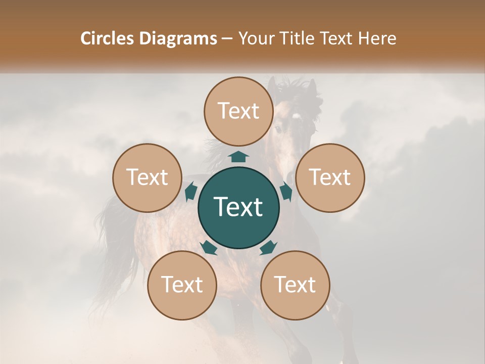 A Brown Horse Running Through A Cloudy Sky PowerPoint Template