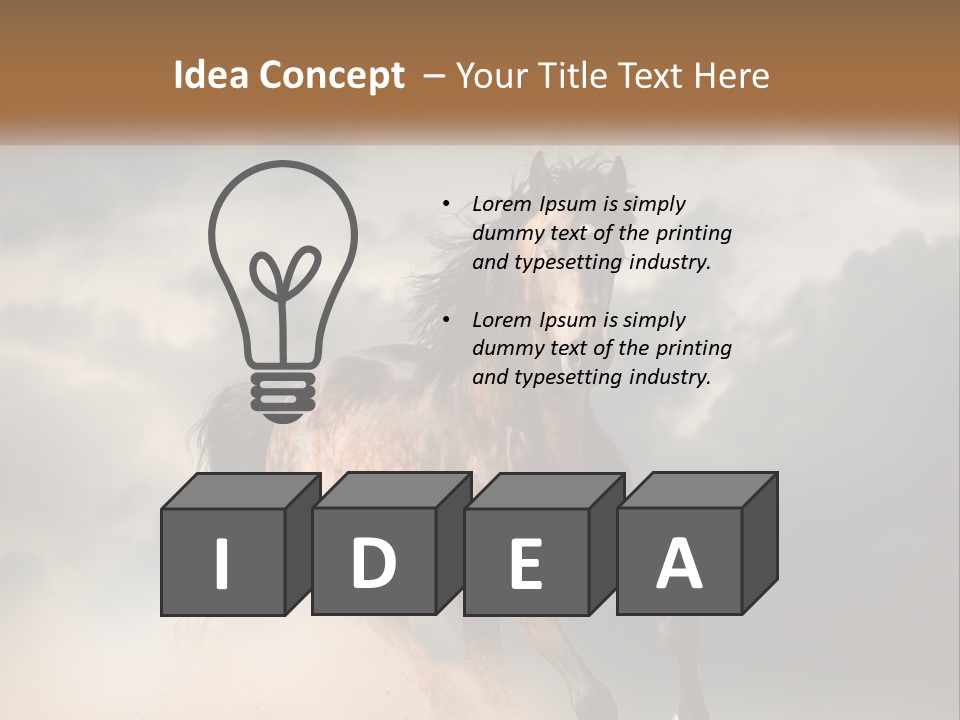 A Brown Horse Running Through A Cloudy Sky PowerPoint Template