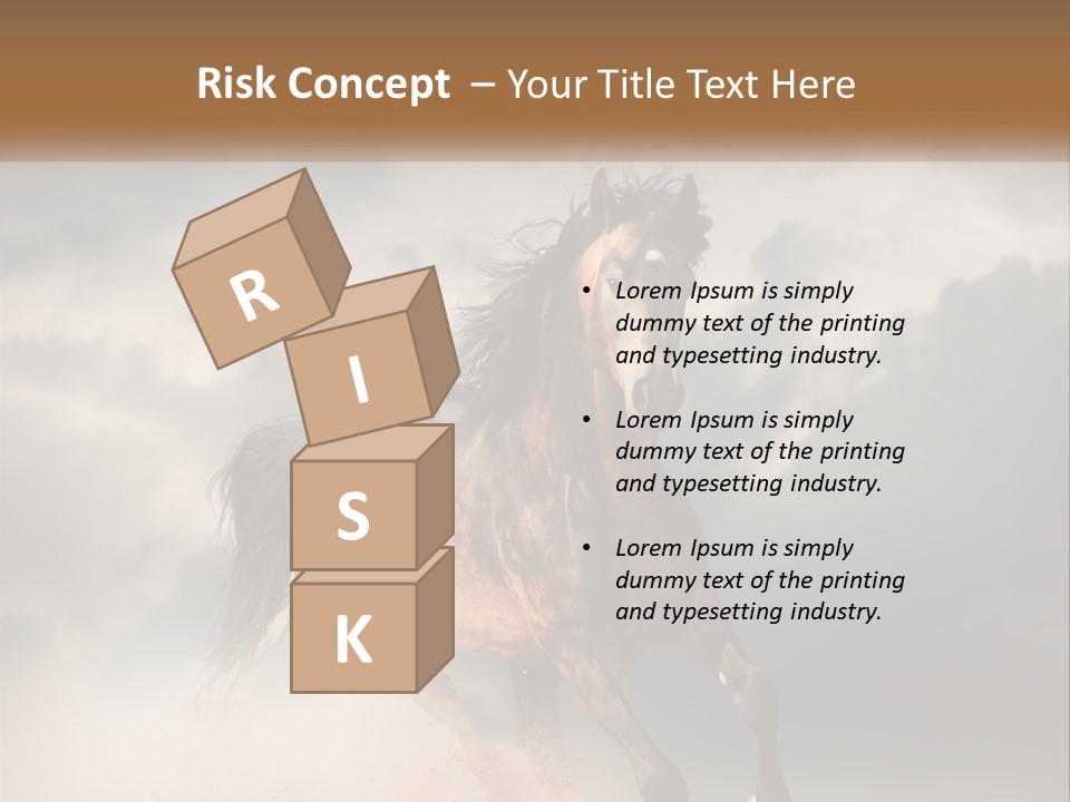 A Brown Horse Running Through A Cloudy Sky PowerPoint Template