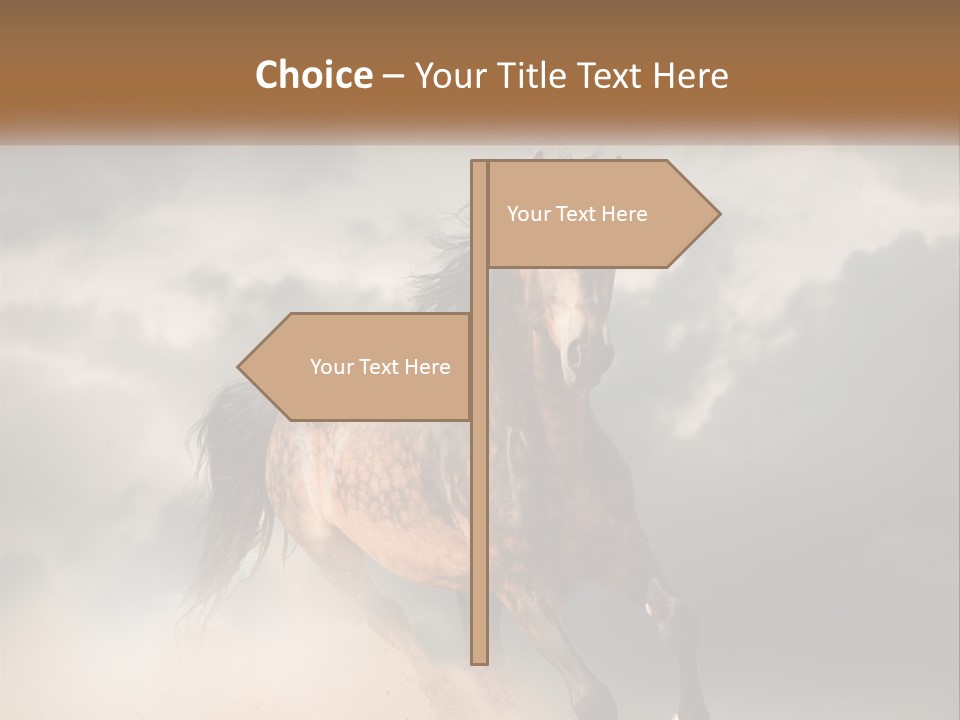 A Brown Horse Running Through A Cloudy Sky PowerPoint Template