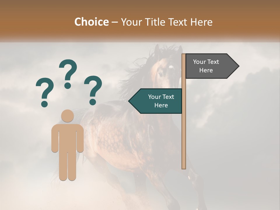 A Brown Horse Running Through A Cloudy Sky PowerPoint Template