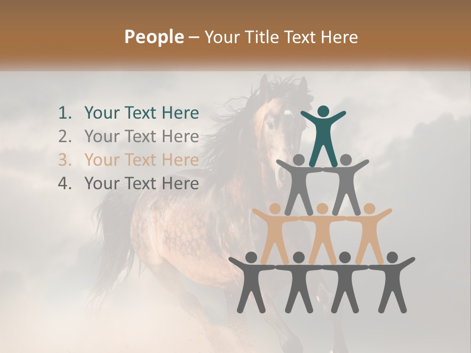 A Brown Horse Running Through A Cloudy Sky PowerPoint Template