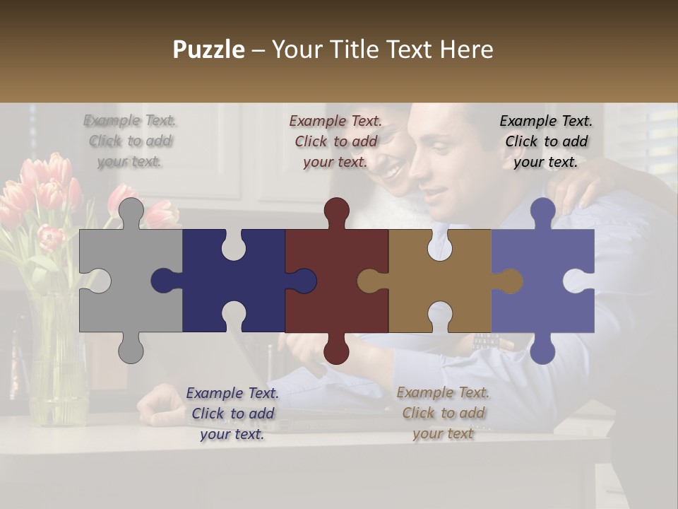 A Man And Woman Looking At A Laptop Computer PowerPoint Template